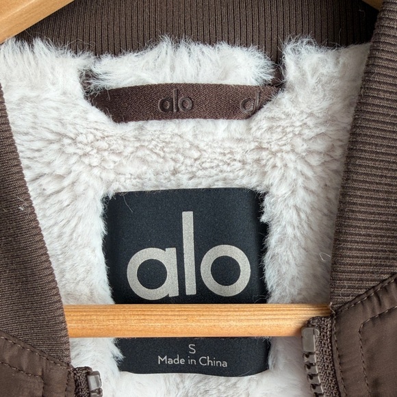ALO Yoga Dark Brown Bomber Jacket - Picture 2 of 7